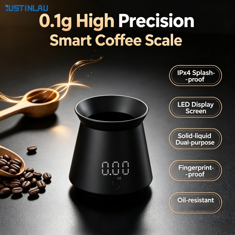 Coffee Bean Scale - ถ้วยตวงน้ำหนักดิจิตอล JUSTINLAU 0.1 กรัม ความแม่นยำสูง กันน้ำ