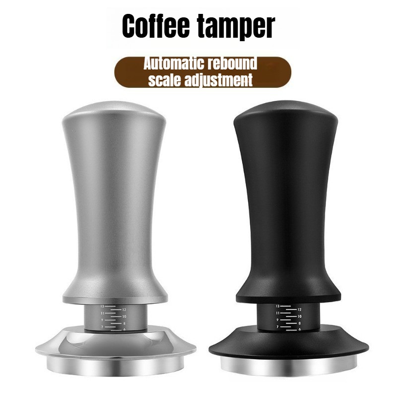 Coffee Tamper Leveler - แทมเปอร์กาแฟสีดำขนาด 51/53/58 มม. ฐานสแตนเลส สำหรับกดกาแฟเอสเพรสโซแบบมืออาชีพ ใช้กับเครื่องชงกาแฟ