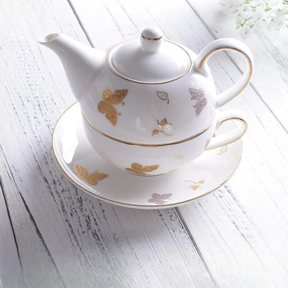 Coffee Tea Jar Set - กาน้ำชาลายดอกไม้, หม้อกาแฟ, หม้อแม่ลูก, ชุดหม้อและแก้วเดียว, ชุดน้ำชาสไตล์อังกฤษระดับไฮเอนด์, ชุดน้ำชาเดี่ยว,