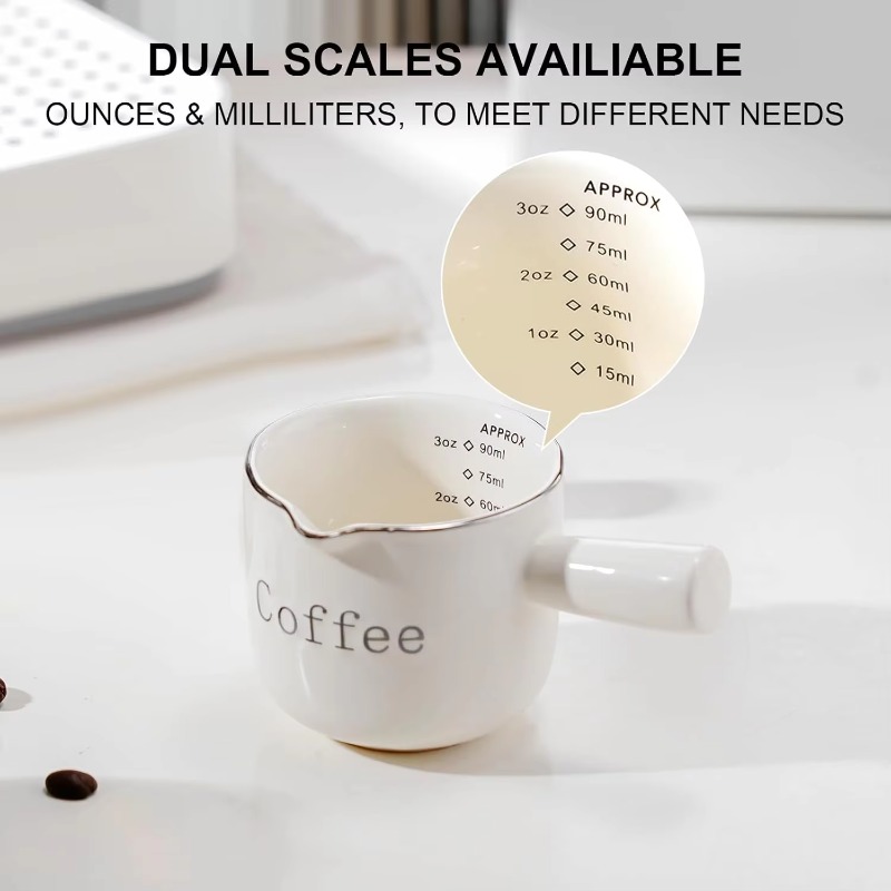 Coffee Tea Espresso - มินิถ้วยกาแฟเซรามิคพร้อมที่จับ V Shaped Spout ถ้วยนม Latte