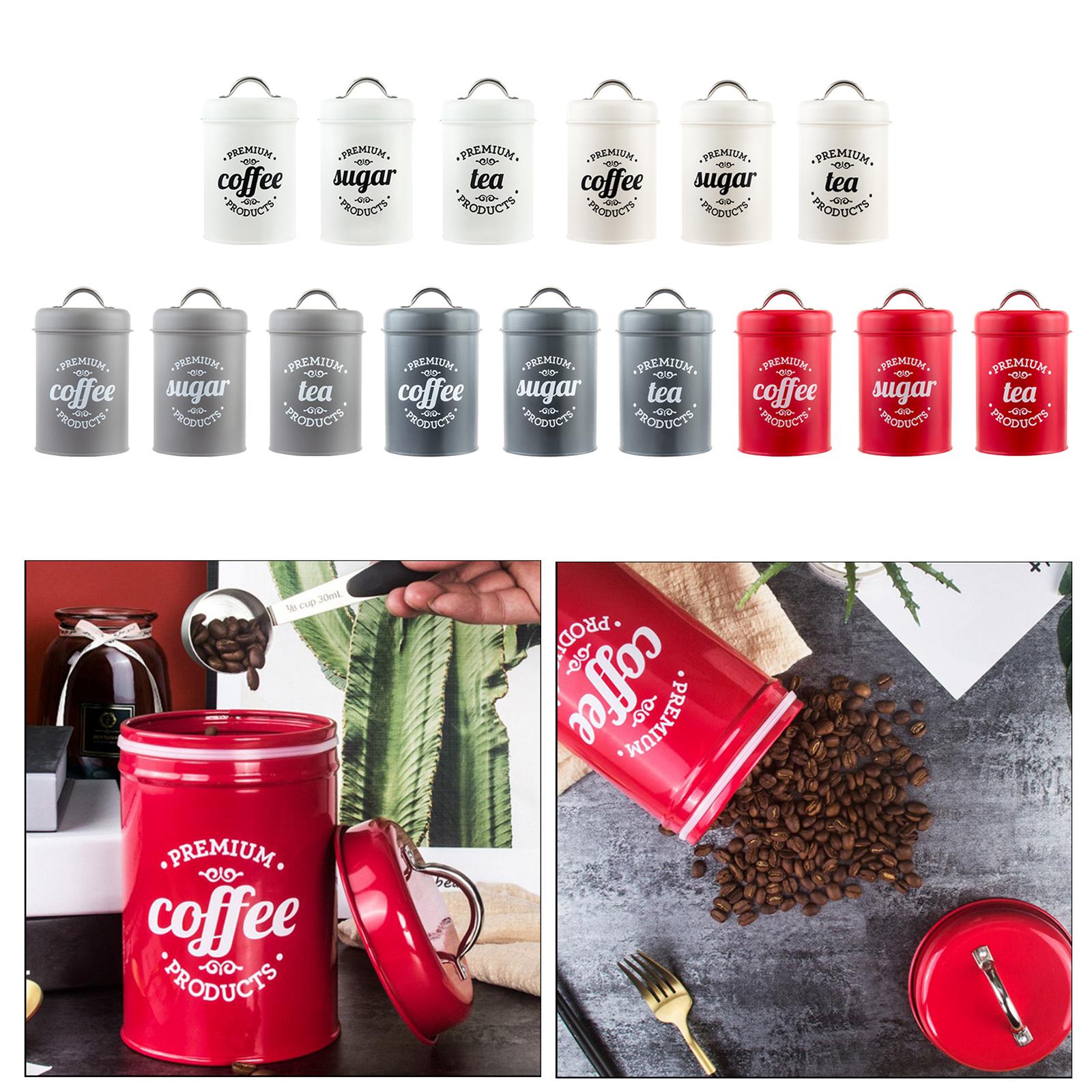Coffee Tea Jar Set - ชุดกระป๋องโลหะสำหรับเก็บอาหาร กาแฟ ชา น้ำตาล ขนาด 10.5x18