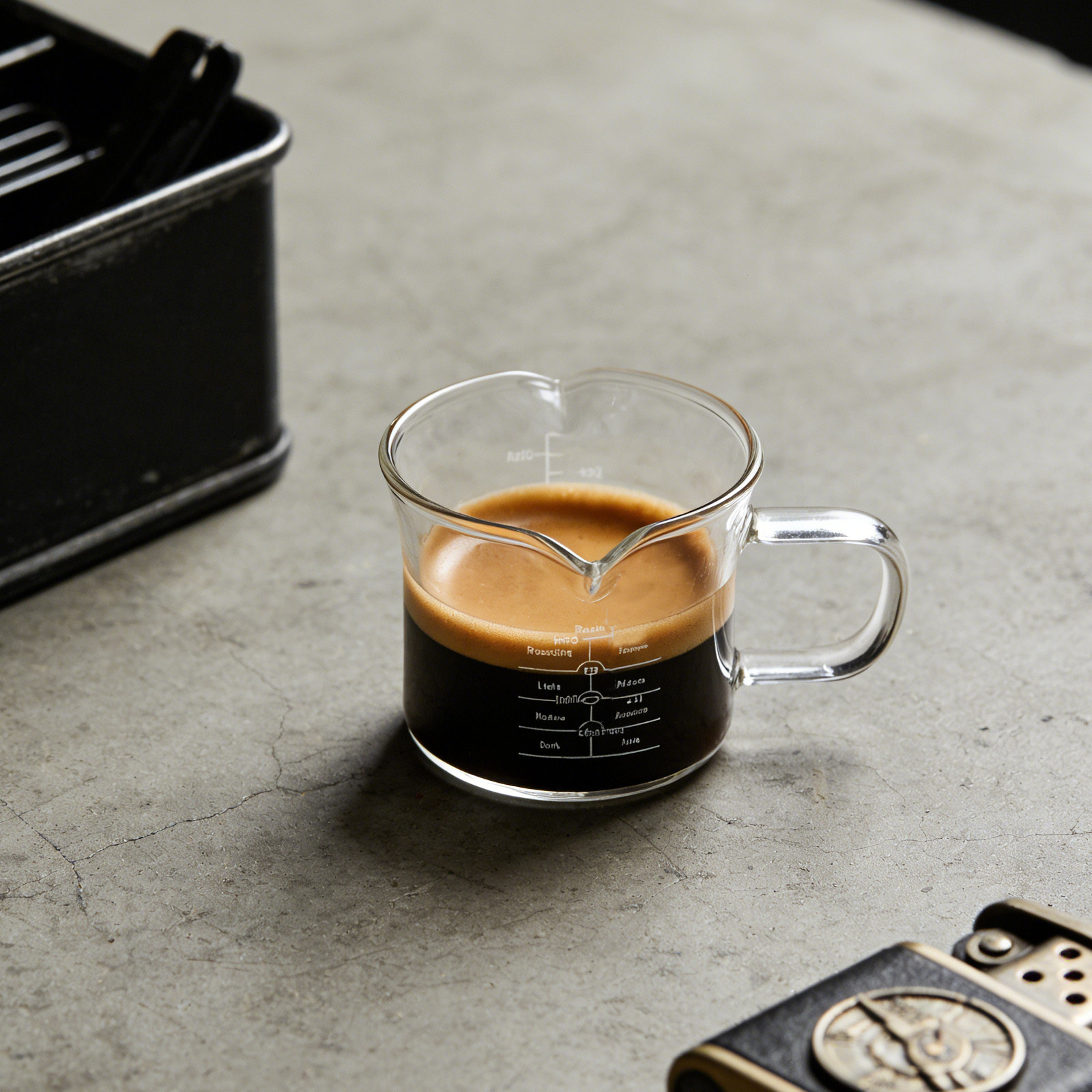Coffee Tea Espresso - ถ้วยตวงแก้วสองปาก 100 มล. เหยือกใส่นมสำหรับกาแฟเอสเพรสโซ่ เครื่องตีฟองนม ชงชา