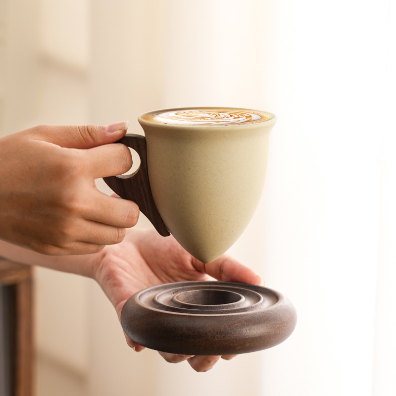 แก้วกาแฟเซรามิกสีน้ำตาลลายไม้  - Coffee Tea Garden บทวิจารณ์และราคา