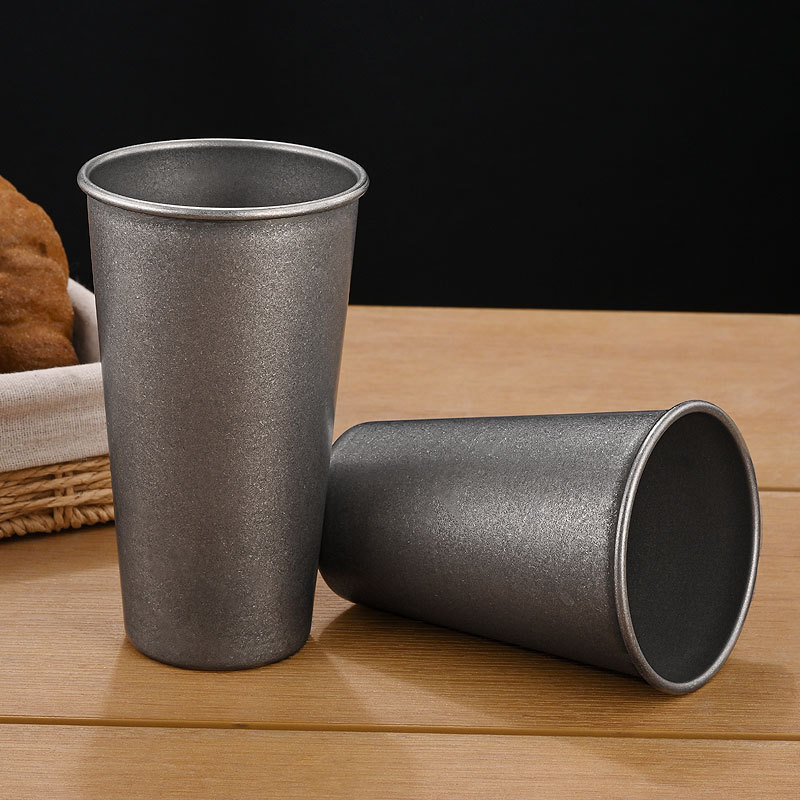 แก้วดื่มสแตนเลสสีเงินสไตล์เรโท - Mug Tea Coffee บทวิจารณ์และราคา