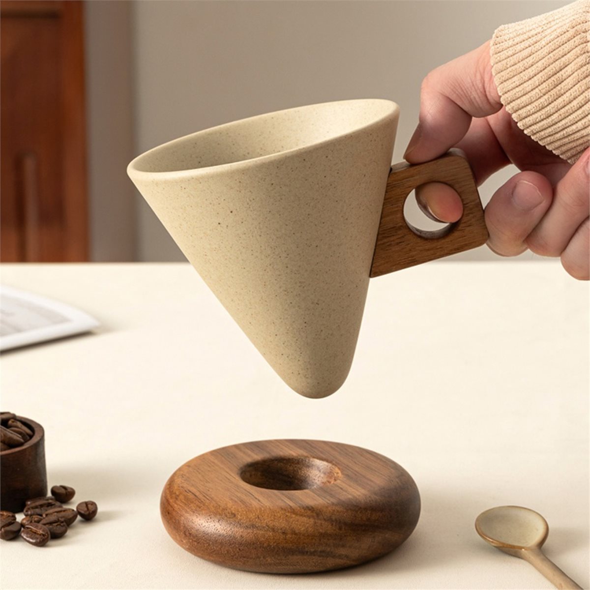 ชุดแก้วกาแฟเซรามิกพร้อมช้อนฐาน - Mug Tea Coffee บทวิจารณ์และราคา