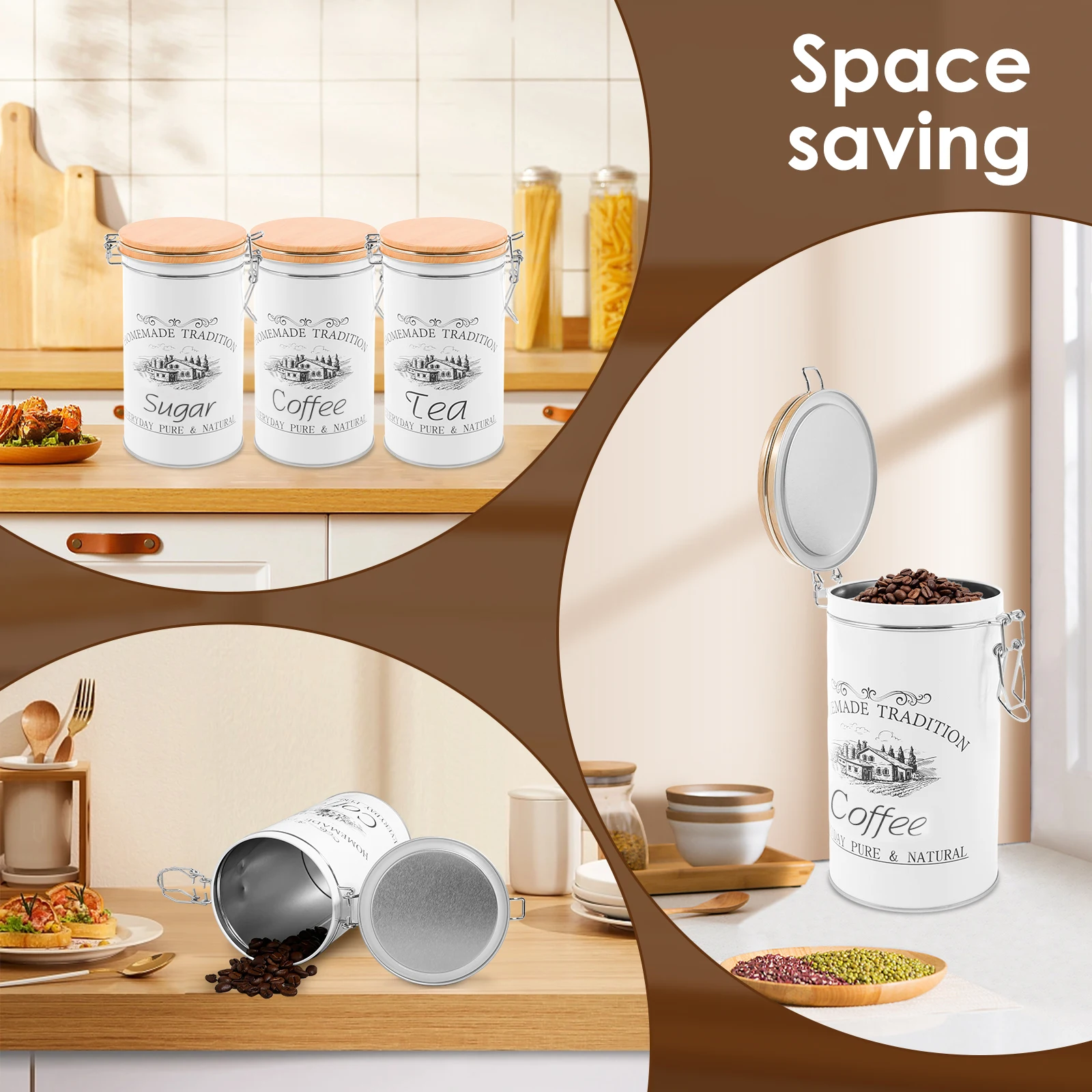 ชุดกระป๋องเก็บชา กาแฟ น้ำตาล 3 - Coffee Tea Jar Set บทวิจารณ์และราคา