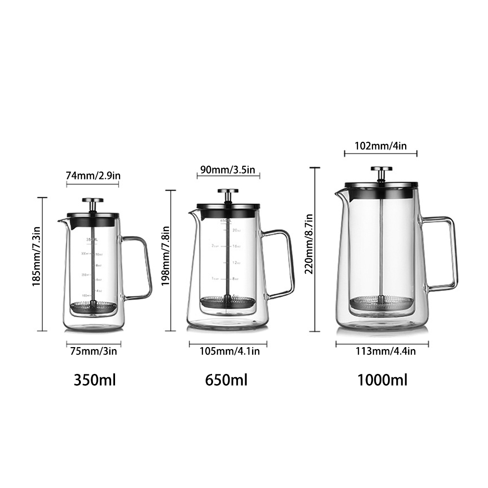หม้อเฟรนช์เพรสสองชั้น ทำจากแก้ - Coffee Tea Pot บทวิจารณ์และราคา