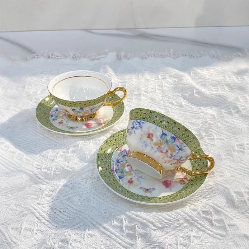 ชุดถ้วยและจานเคลือบสีสวยงามระด - Coffee Tea Garden บทวิจารณ์และราคา